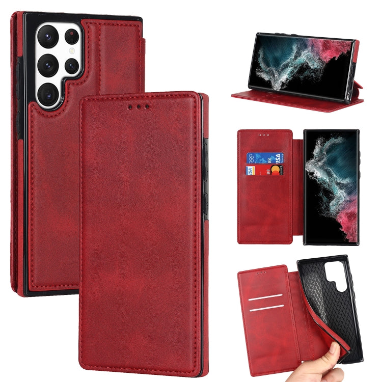 For Samsung Galaxy S22 Ultra 5G Knight Magnetic Suction Leather Phone Case
