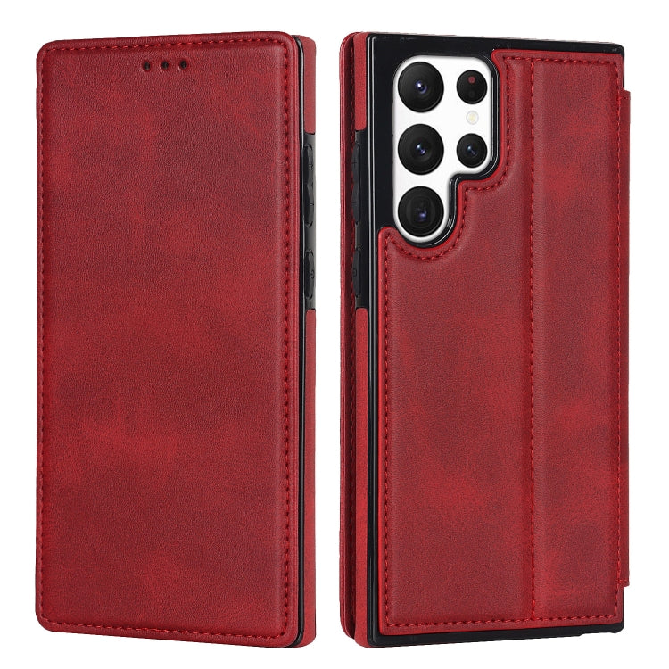 For Samsung Galaxy S22 Ultra 5G Knight Magnetic Suction Leather Phone Case