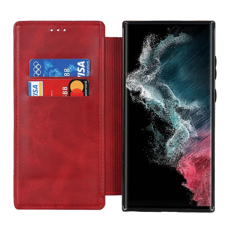 For Samsung Galaxy S22 Ultra 5G Knight Magnetic Suction Leather Phone Case