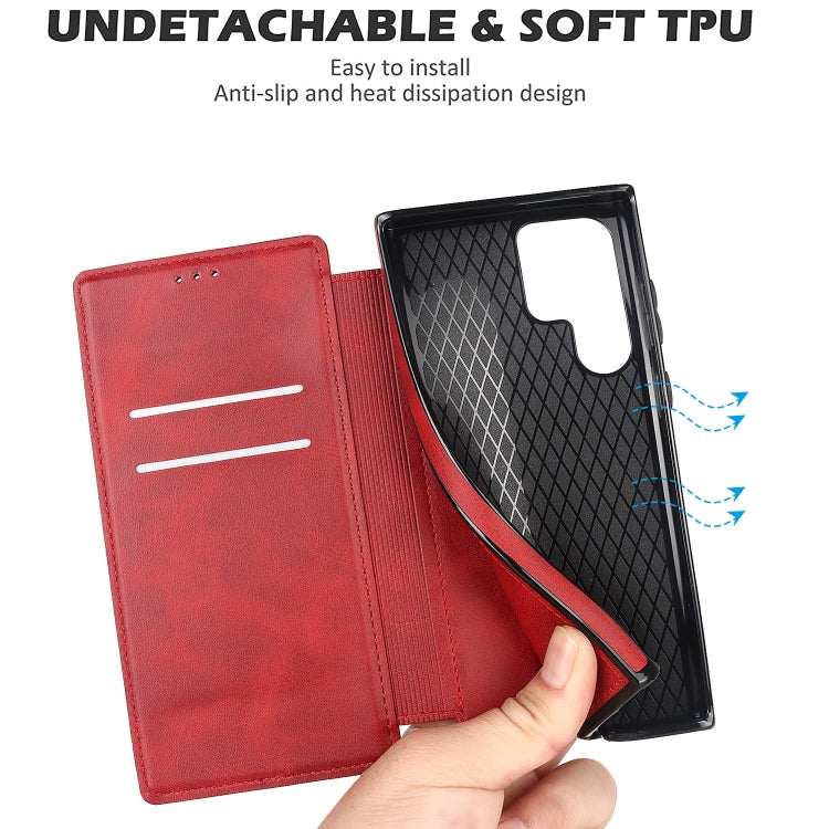 For Samsung Galaxy S22 Ultra 5G Knight Magnetic Suction Leather Phone Case