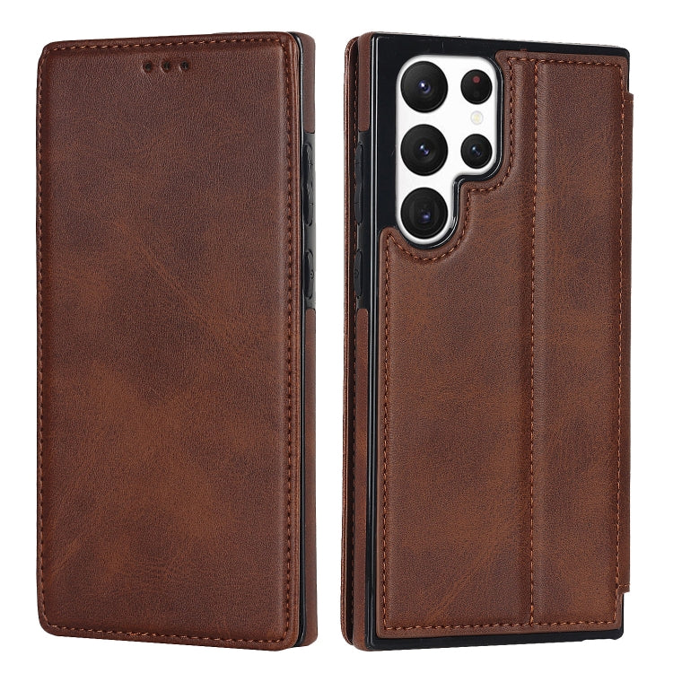 For Samsung Galaxy S22 Ultra 5G Knight Magnetic Suction Leather Phone Case