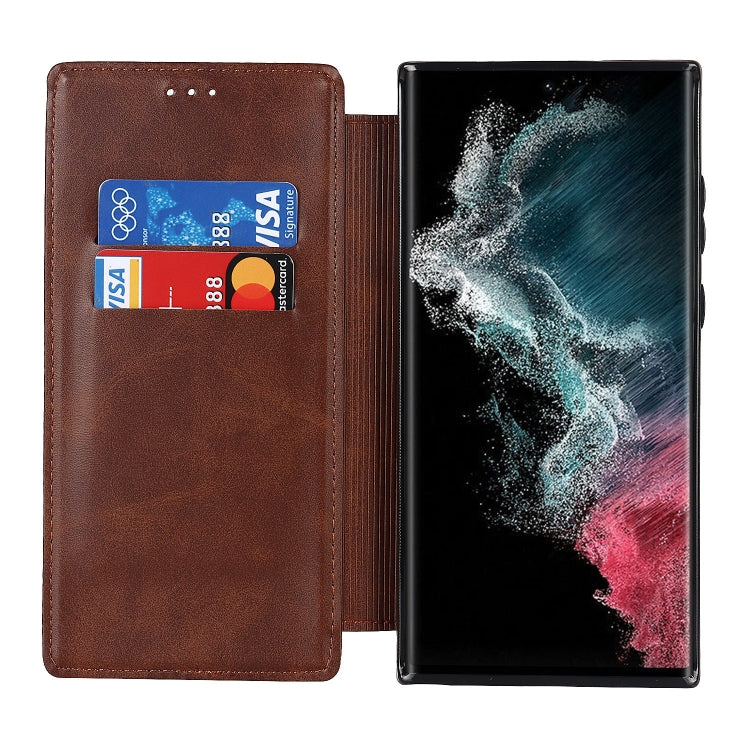 For Samsung Galaxy S22 Ultra 5G Knight Magnetic Suction Leather Phone Case