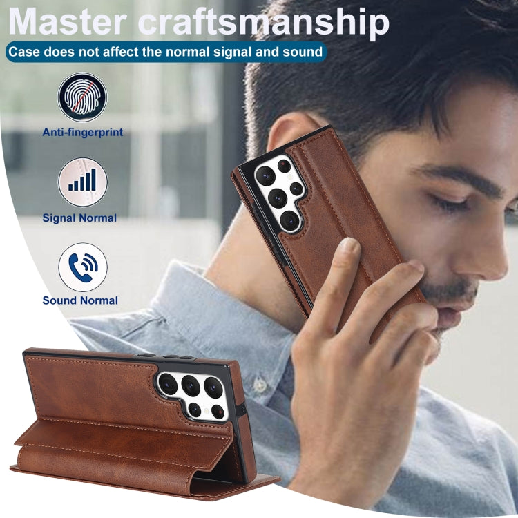 For Samsung Galaxy S22 Ultra 5G Knight Magnetic Suction Leather Phone Case
