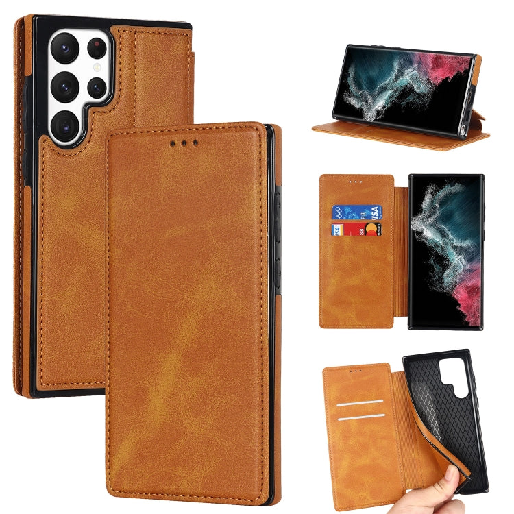 For Samsung Galaxy S22 Ultra 5G Knight Magnetic Suction Leather Phone Case