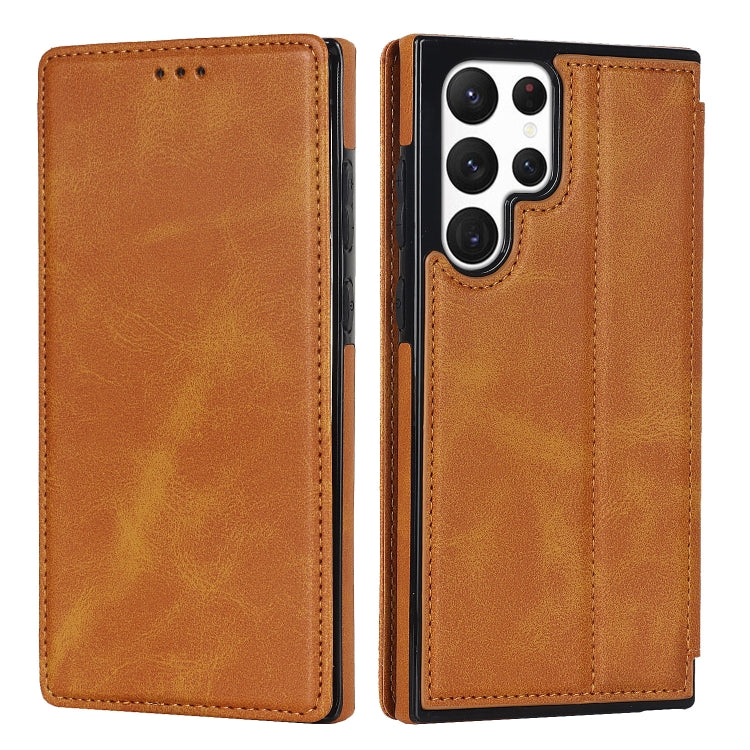 For Samsung Galaxy S22 Ultra 5G Knight Magnetic Suction Leather Phone Case