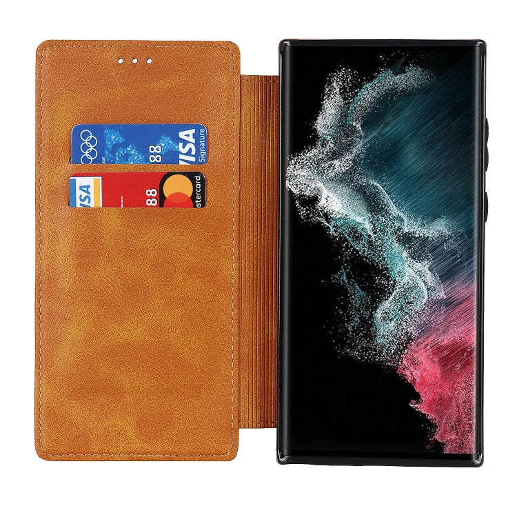 For Samsung Galaxy S22 Ultra 5G Knight Magnetic Suction Leather Phone Case