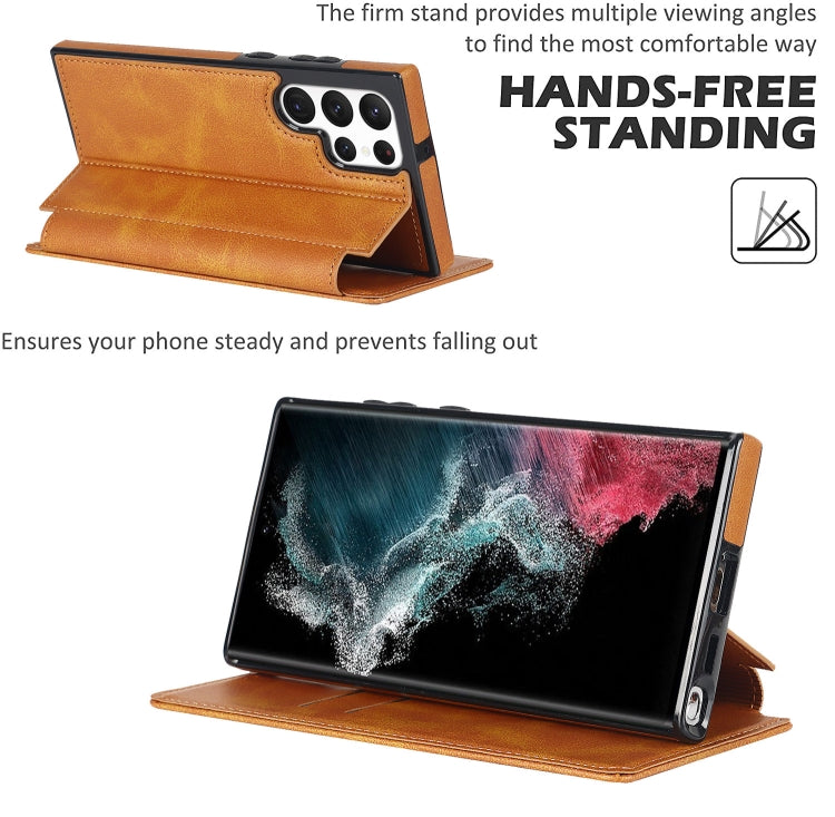 For Samsung Galaxy S22 Ultra 5G Knight Magnetic Suction Leather Phone Case