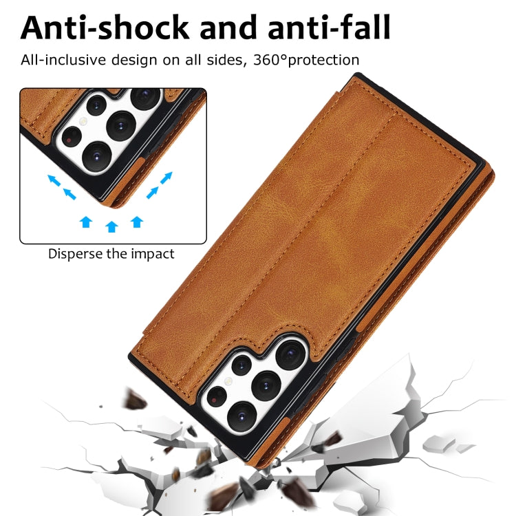 For Samsung Galaxy S22 Ultra 5G Knight Magnetic Suction Leather Phone Case