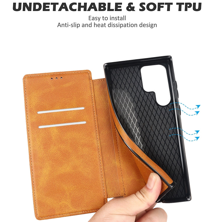For Samsung Galaxy S22 Ultra 5G Knight Magnetic Suction Leather Phone Case