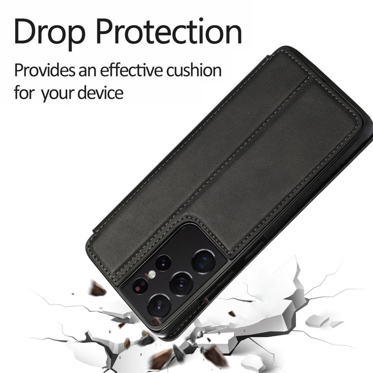 For Samsung Galaxy S21 Ultra 5G Knight Magnetic Suction Leather Phone Case