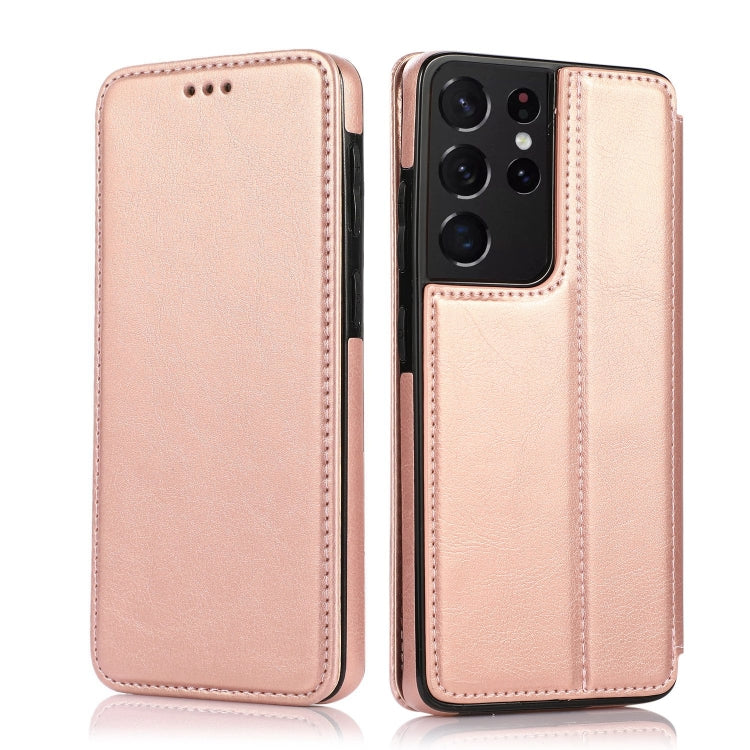 For Samsung Galaxy S21 Ultra 5G Knight Magnetic Suction Leather Phone Case