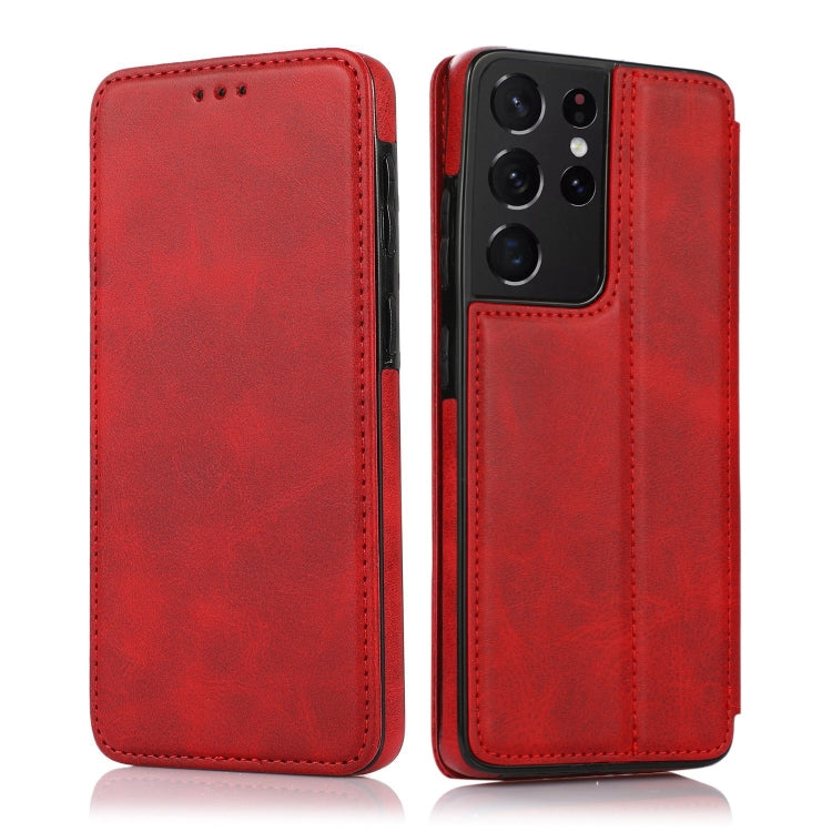 For Samsung Galaxy S21 Ultra 5G Knight Magnetic Suction Leather Phone Case