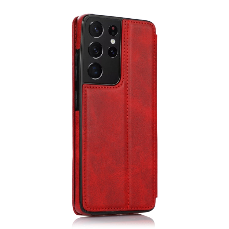 For Samsung Galaxy S21 Ultra 5G Knight Magnetic Suction Leather Phone Case