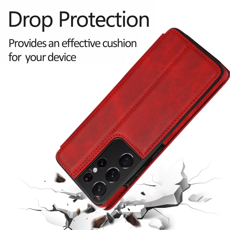 For Samsung Galaxy S21 Ultra 5G Knight Magnetic Suction Leather Phone Case