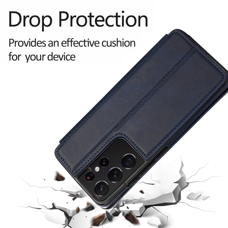 For Samsung Galaxy S21 Ultra 5G Knight Magnetic Suction Leather Phone Case