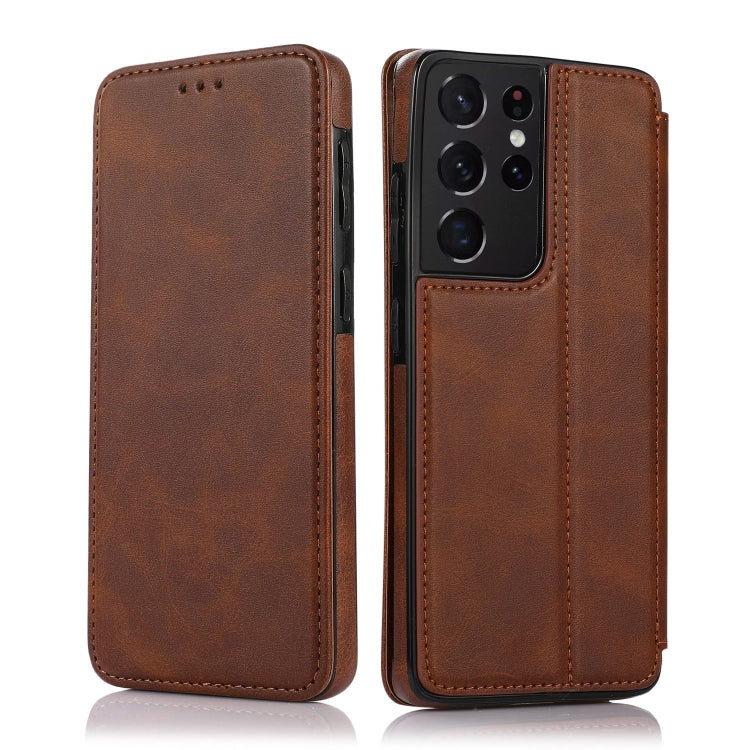 For Samsung Galaxy S21 Ultra 5G Knight Magnetic Suction Leather Phone Case