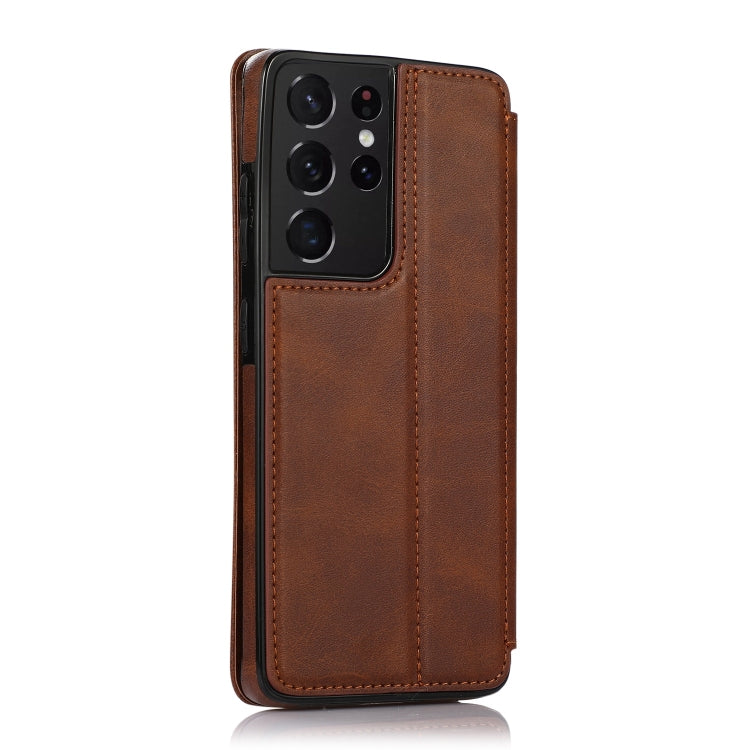 For Samsung Galaxy S21 Ultra 5G Knight Magnetic Suction Leather Phone Case