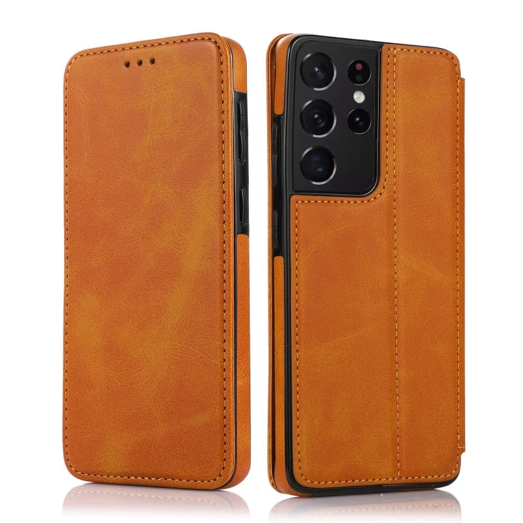 For Samsung Galaxy S21 Ultra 5G Knight Magnetic Suction Leather Phone Case