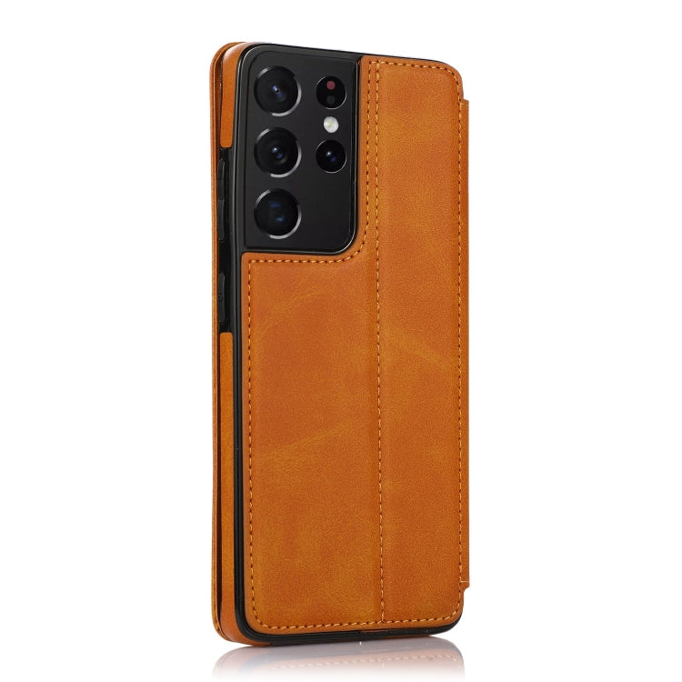 For Samsung Galaxy S21 Ultra 5G Knight Magnetic Suction Leather Phone Case