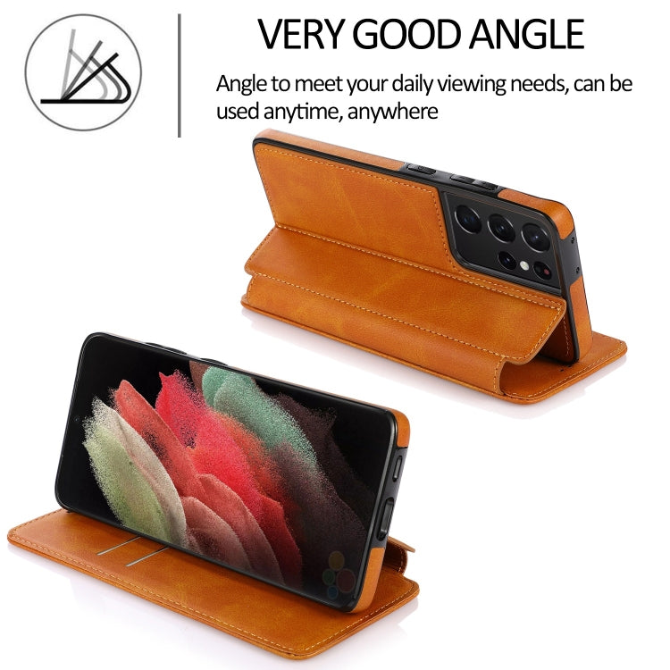 For Samsung Galaxy S21 Ultra 5G Knight Magnetic Suction Leather Phone Case