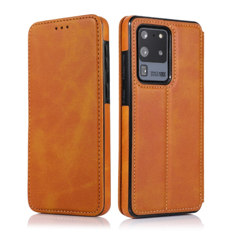 For Samsung Galaxy S20 Ultra Knight Magnetic Suction Leather Phone Case