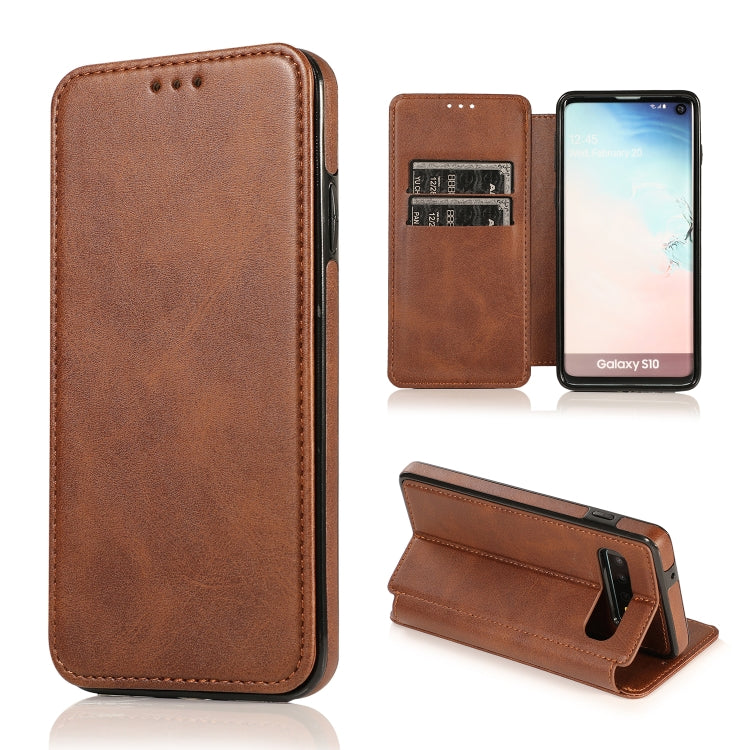 For Samsung Galaxy S10 Knight Magnetic Suction Leather Phone Case
