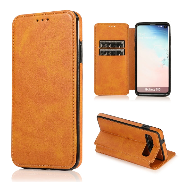 For Samsung Galaxy S10 Knight Magnetic Suction Leather Phone Case