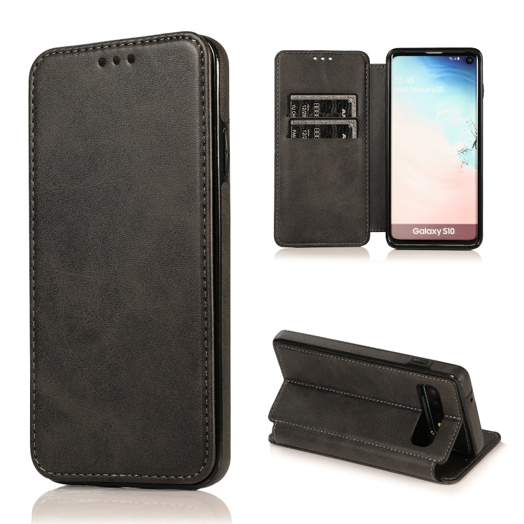 For Samsung Galaxy S10+ Knight Magnetic Suction Leather Phone Case