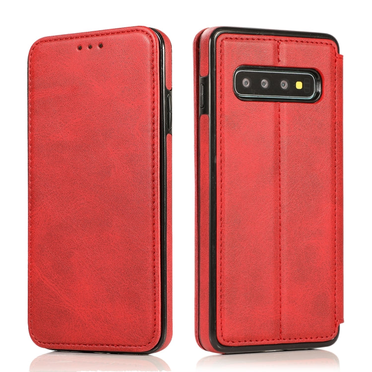 For Samsung Galaxy S10+ Knight Magnetic Suction Leather Phone Case