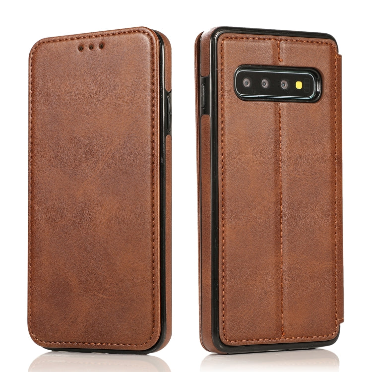 For Samsung Galaxy S10+ Knight Magnetic Suction Leather Phone Case