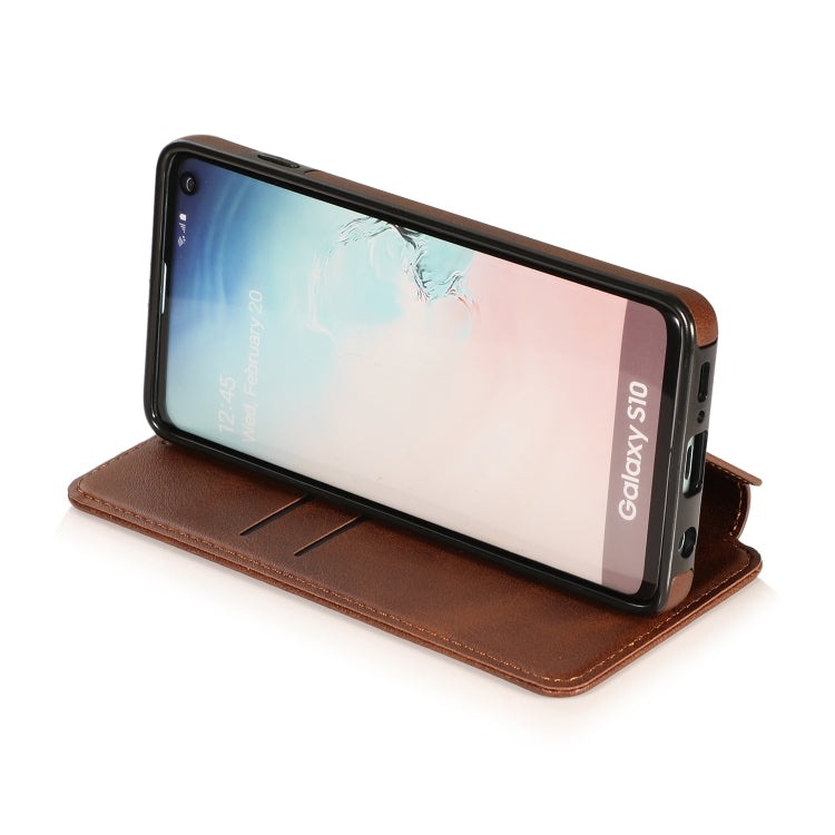 For Samsung Galaxy S10+ Knight Magnetic Suction Leather Phone Case