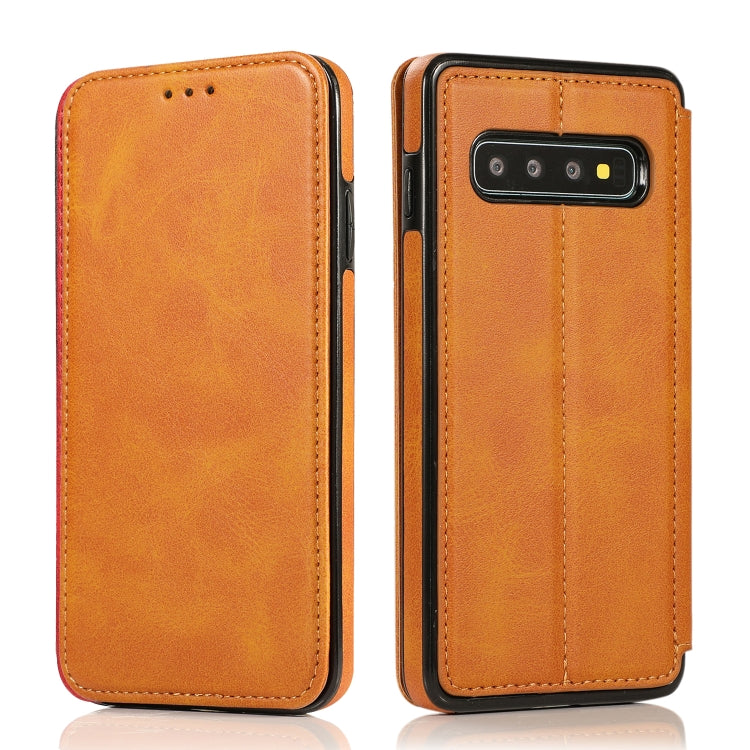 For Samsung Galaxy S10+ Knight Magnetic Suction Leather Phone Case