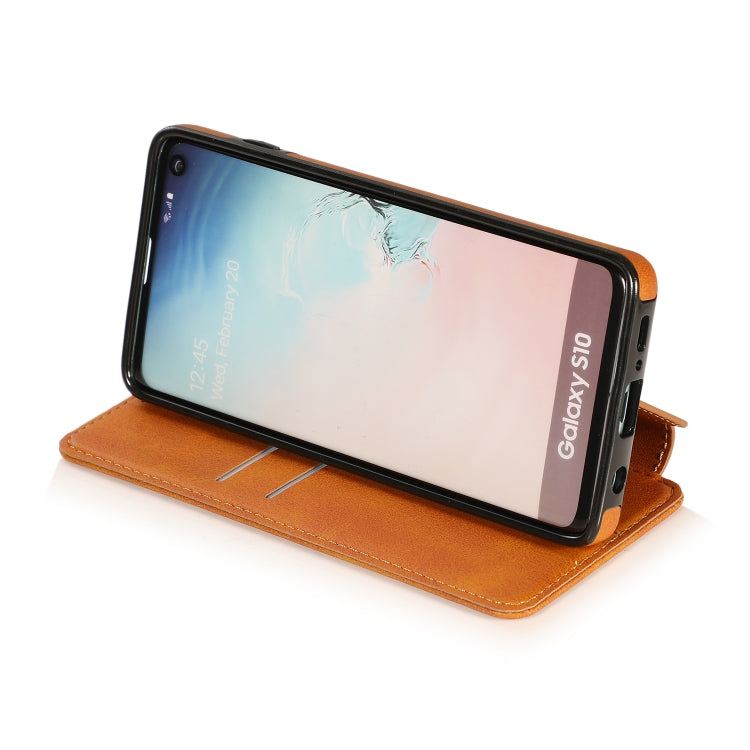 For Samsung Galaxy S10+ Knight Magnetic Suction Leather Phone Case