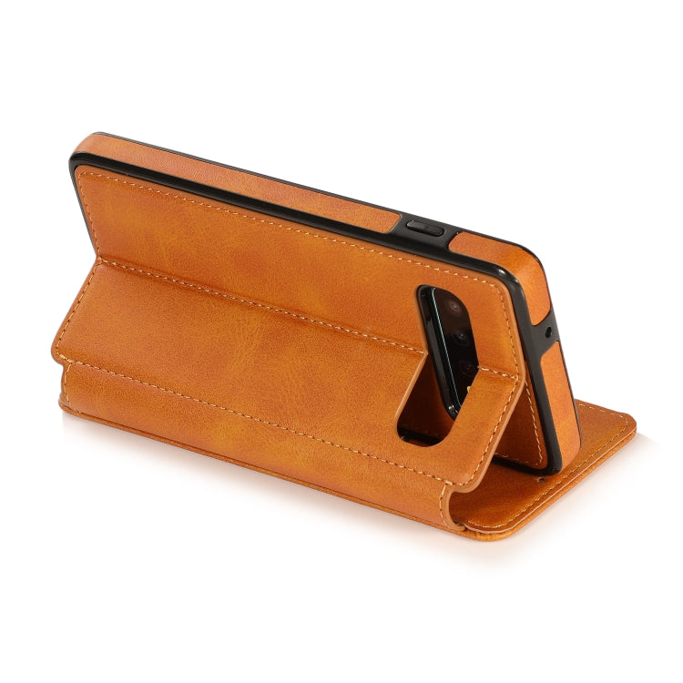 For Samsung Galaxy S10+ Knight Magnetic Suction Leather Phone Case