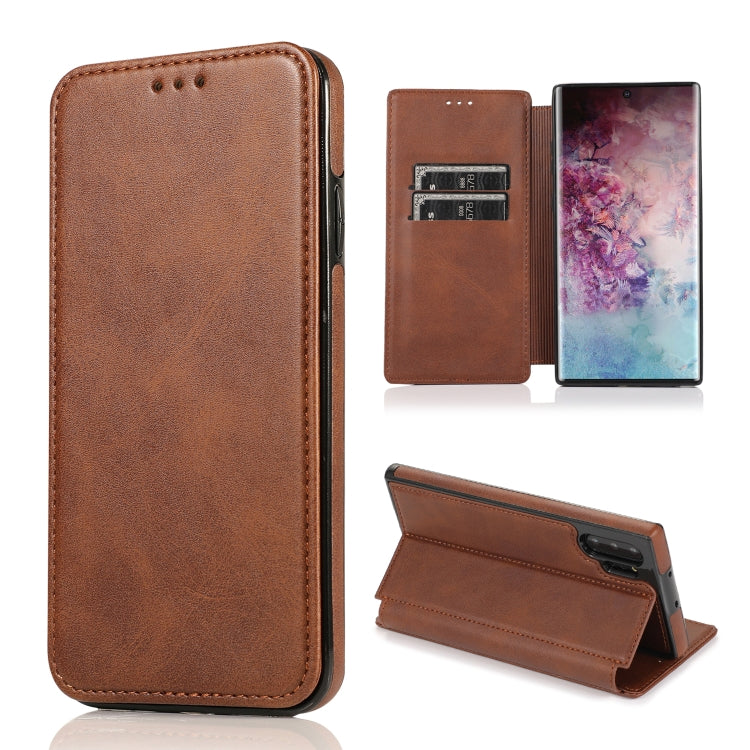 For Samsung Galaxy Note10+ Knight Magnetic Suction Leather Phone Case