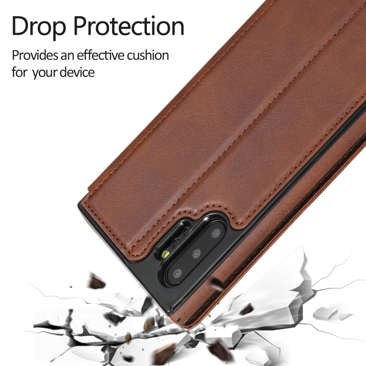 For Samsung Galaxy Note10+ Knight Magnetic Suction Leather Phone Case