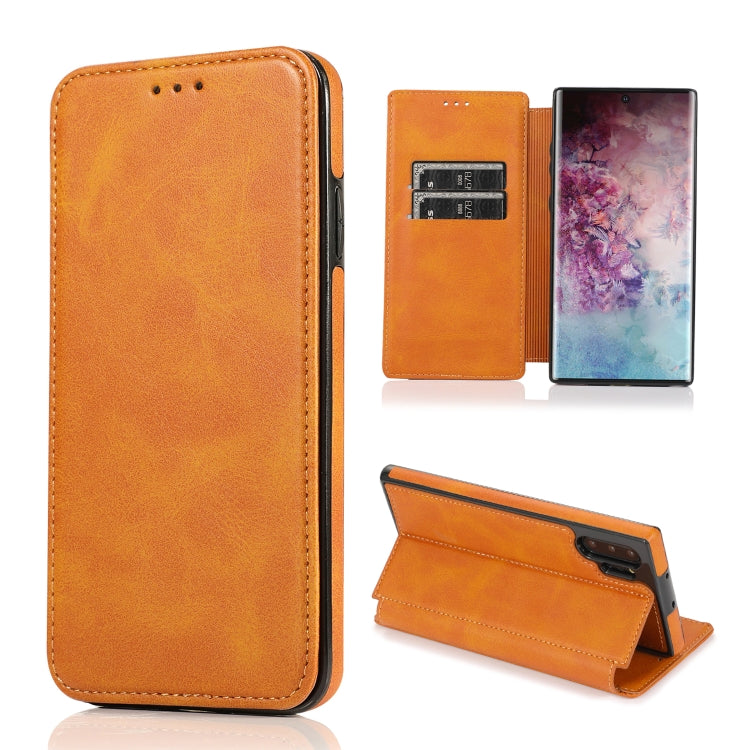 For Samsung Galaxy Note10+ Knight Magnetic Suction Leather Phone Case