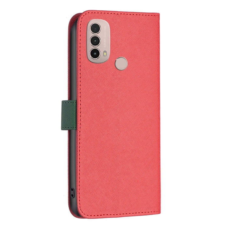 For Motorola Moto E40 / E30 BF13 Color Matching Cross Texture Leather Phone Case
