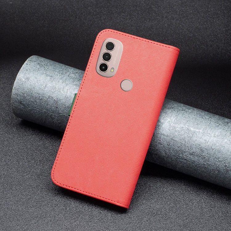 For Motorola Moto E40 / E30 BF13 Color Matching Cross Texture Leather Phone Case