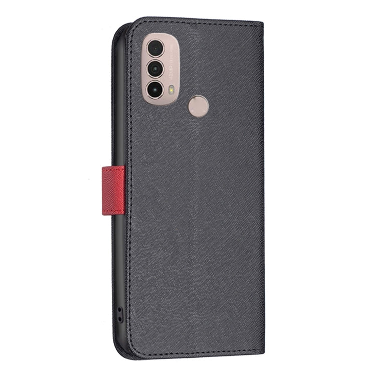 For Motorola Moto E40 / E30 BF13 Color Matching Cross Texture Leather Phone Case
