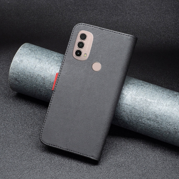 For Motorola Moto E40 / E30 BF13 Color Matching Cross Texture Leather Phone Case