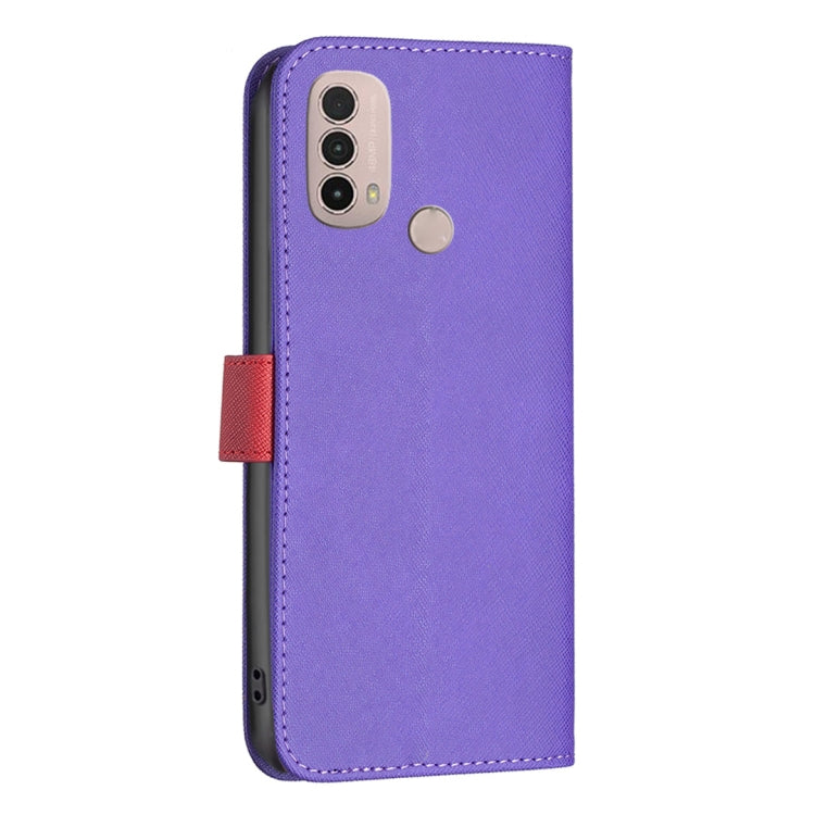 For Motorola Moto E40 / E30 BF13 Color Matching Cross Texture Leather Phone Case