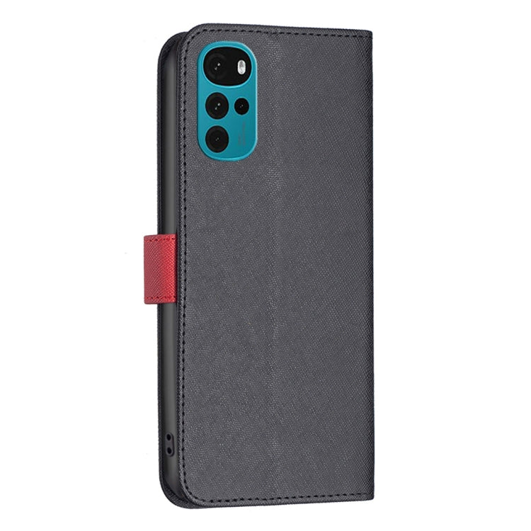 For Motorola Moto G22 BF13 Color Matching Cross Texture Leather Phone Case
