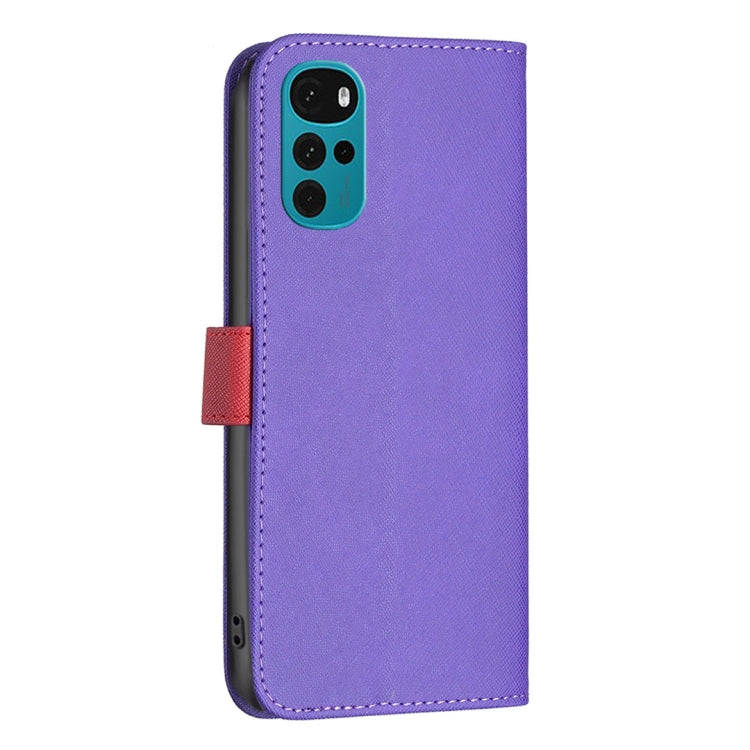For Motorola Moto G22 BF13 Color Matching Cross Texture Leather Phone Case