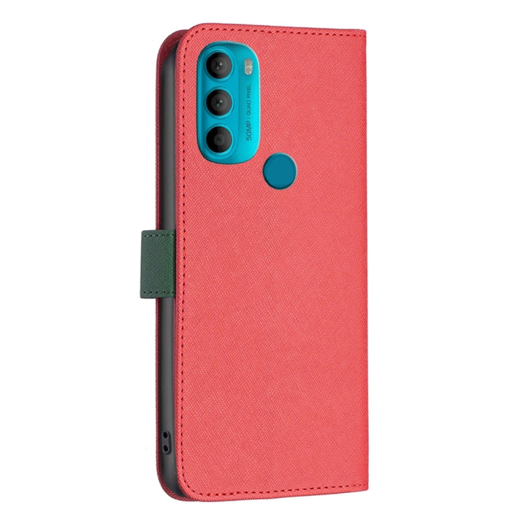 For Motorola Moto G71 5G BF13 Color Matching Cross Texture Leather Phone Case