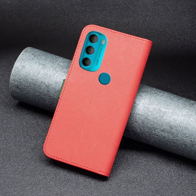 For Motorola Moto G71 5G BF13 Color Matching Cross Texture Leather Phone Case