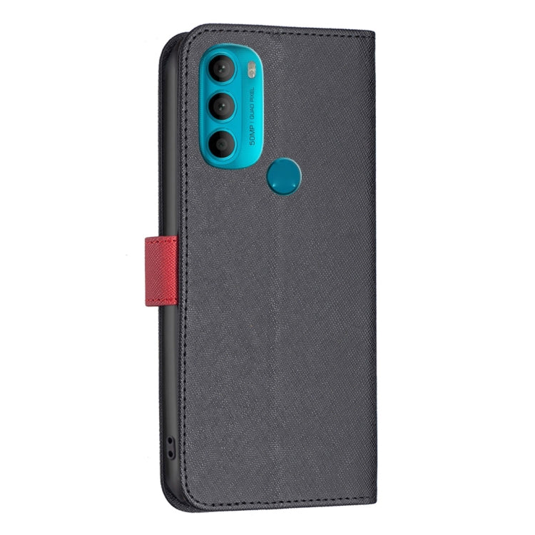 For Motorola Moto G71 5G BF13 Color Matching Cross Texture Leather Phone Case