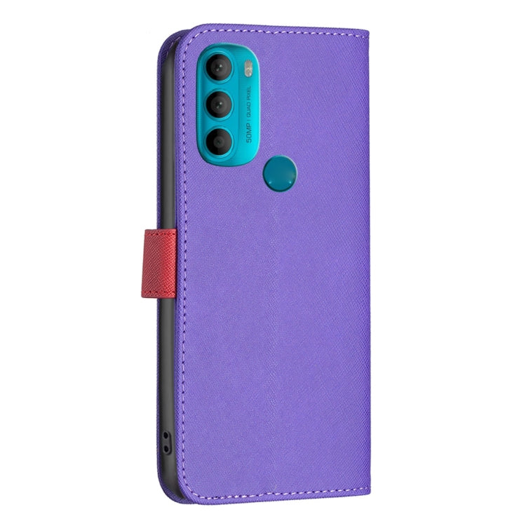 For Motorola Moto G71 5G BF13 Color Matching Cross Texture Leather Phone Case