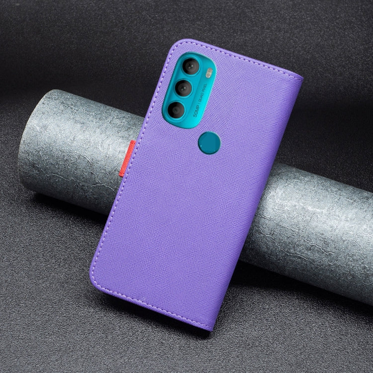 For Motorola Moto G71 5G BF13 Color Matching Cross Texture Leather Phone Case