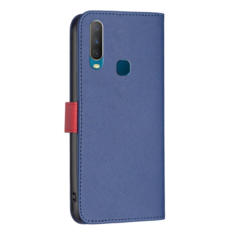 For vivo Y11 / Y15 / Y12 / Y17 BF13 Color Matching Cross Texture Leather Phone Case